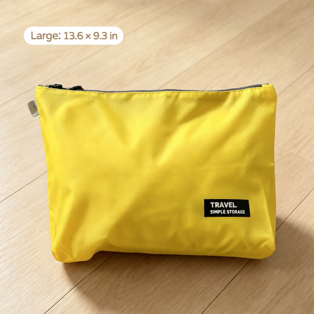 Yellow waterproof storage pouch with zippered closure