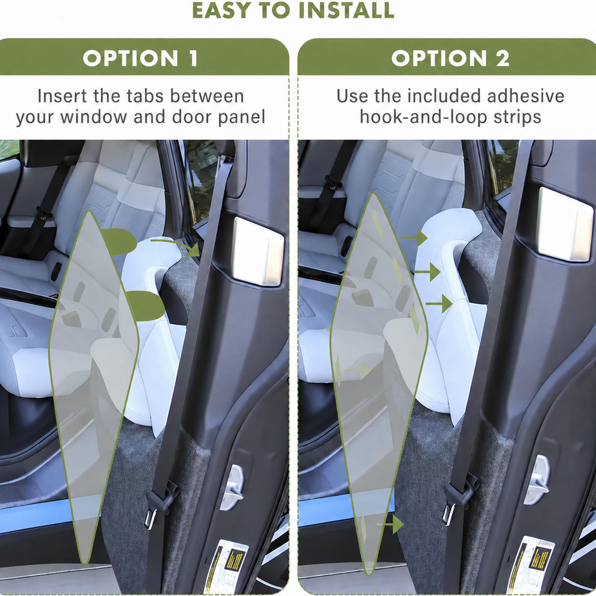 Two installation options for the dog car door protector