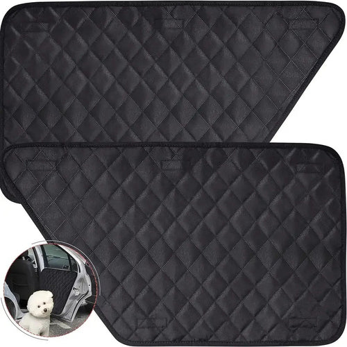 Pair of Small dog car door protectors measuring 73 by 43 cm each